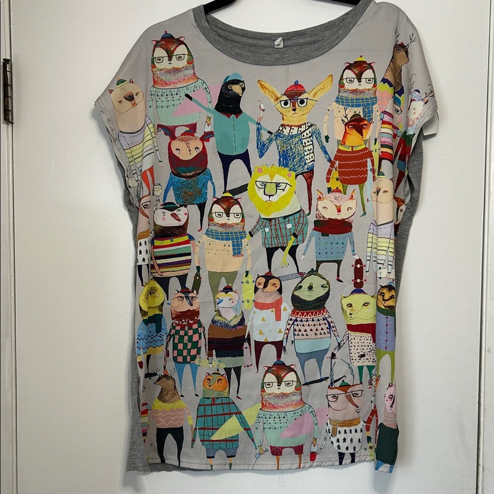 Colorful Animal Graphic T-Shirt